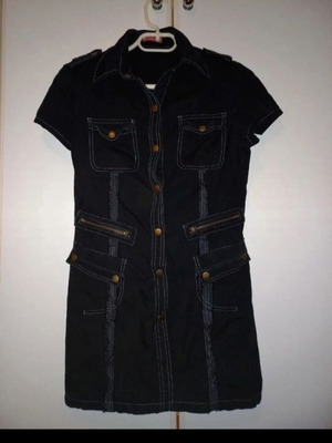 Long black short-sleeve blouse like new, sizes S and M