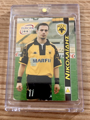 Demis Nikolaidis AEK Football Card used, Europa 2001 collection