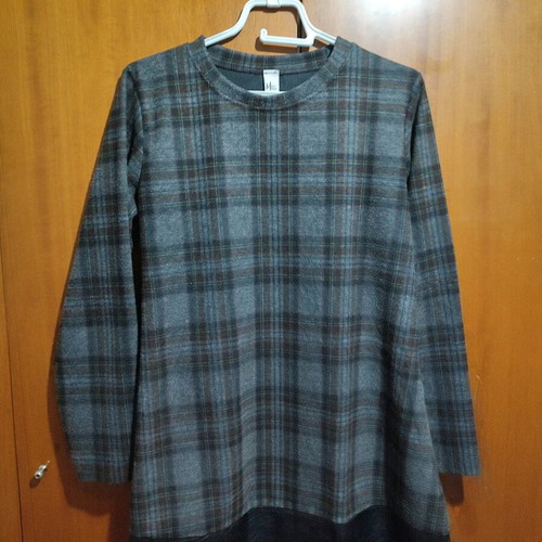 Plaid blouse dress used, gray, size L-XL