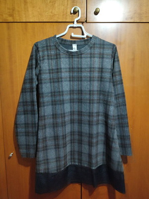 Plaid blouse dress used, gray, size L-XL