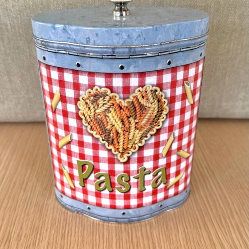 Vintage metal pasta storage tin new