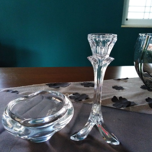 Crystal candlestick used, set with small cup
