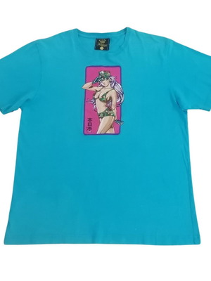 Fishbone Retro-Style T-Shirt Used Turquoise with Vintage Animation