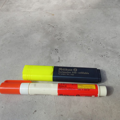 Collectible vintage Blanco pen and fluorescent highlighter set used, 1990s