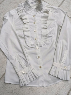 Lola shirt with pleated ruffles like new, white, size M