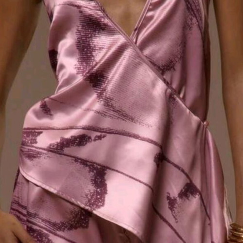 Set with Deep V Neck and Wide Pants new, lilac color