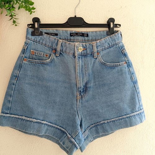 Bershka Blue Denim High Waist Shorts Like New, Size 36
