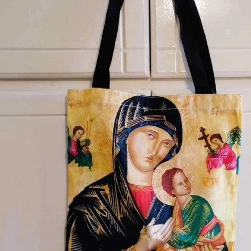 Fabric shoulder bag Panagia Vrefokratousa new, multicolor