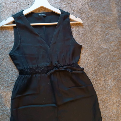 Te quiero summer dress black linen used, size 36