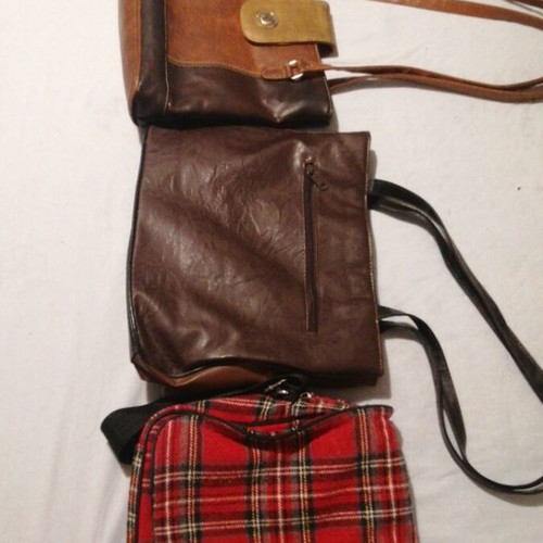 Benetton women's bags, three leather and one felt shirt bag