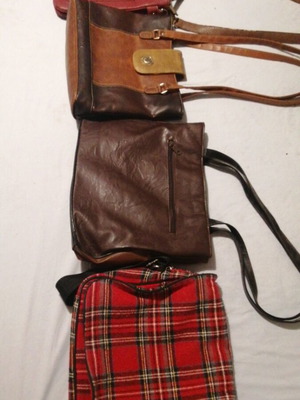 Benetton women's bags, three leather and one felt shirt bag