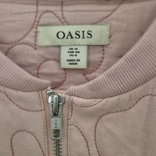 Bomber jacket Oasis ροζ σαν καινούργιο με κεντητά floral σχέδια, μέγεθος L