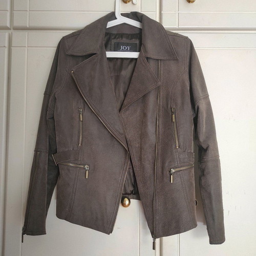 Leather jacket motorcycle style like new, brown, size L