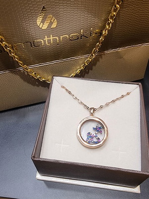 925 silver necklace with pink gold plating