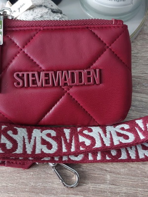 Steve Madden wallet with strap new, burgundy quilted design