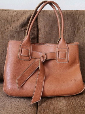 Leather women's handbag like new, beige brown