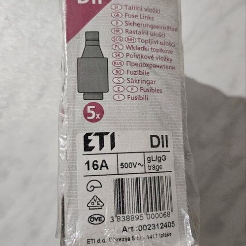 Diazed 16A fuses new, set of 25 pieces