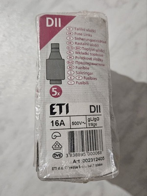 Diazed 16A fuses new, set of 25 pieces