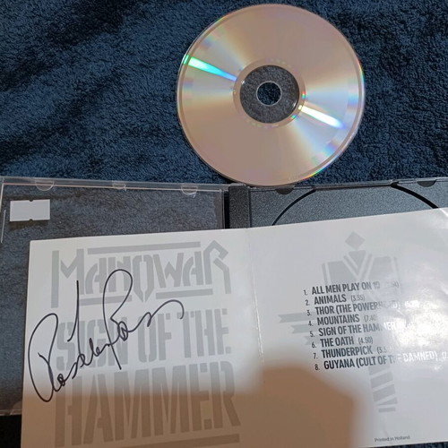 Manowar Sign of the Hammer CD used, signed by Ross the Boss