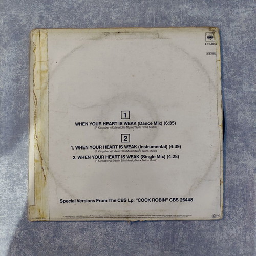 Cock Robin When Your Heart Is Weak Dance Mix 12'' Vinyl Maxi Single used