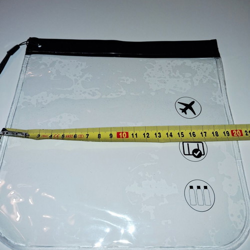 Travel Cosmetic Bag transparent with black handle 20x20cm new