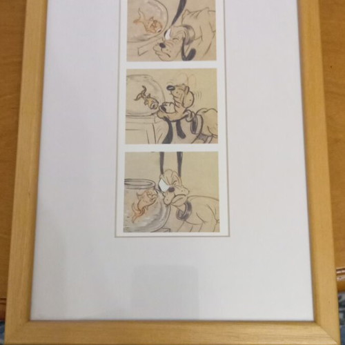 Pluto art print like new with three animation sketches