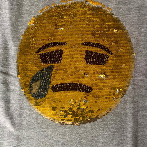 Zara Girls Flip Emoji Sweatshirt like new, grey, 13-14 years