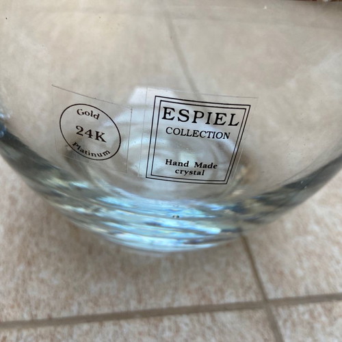 Handmade crystal set vase, ashtray, bowl 24 karat platinum new
