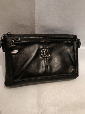 Leather bag-wallet like new, black, handheld