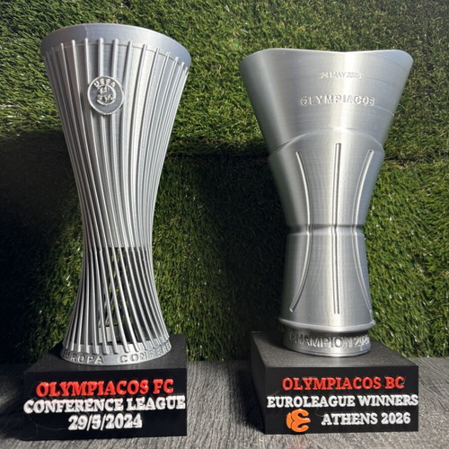 Olympiacos European Cups Set 3D Printed, Conference League 2024 & EuroLeague 2026