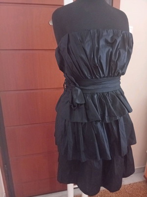 Strapless Italian Dress 100% Cotton One Size Black New