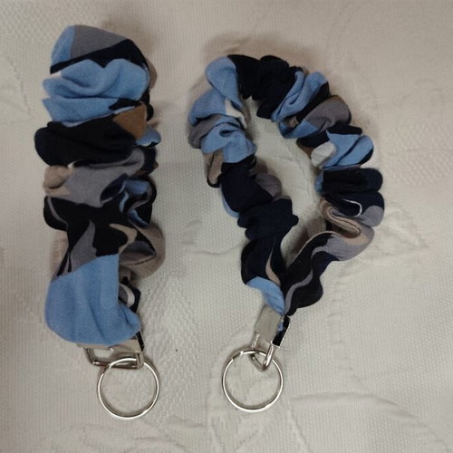 Handmade scrunchie-style keychain with ring