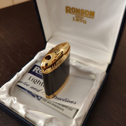 Ronson Comet 200 lighter new, brown and gold with box