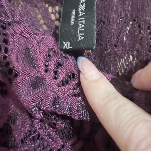 Purple Long-Sleeve Blouse With Lace Like New
