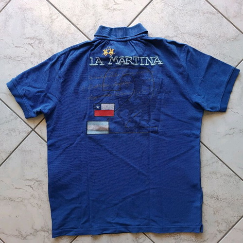 La Martina blue men's polo shirt Medium Slim Fit like new