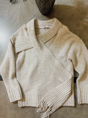 Zara knit scarf jumper like new, size S, cream color