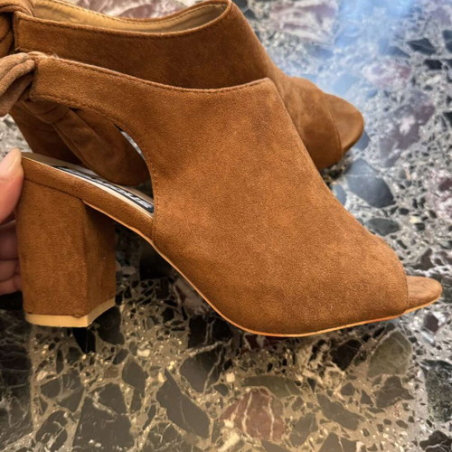 Famous peep toe suede camel women's sandals No 38 like new