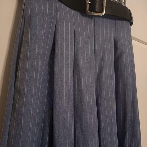 Decoro Wide-Leg Pants One Size with Belt Blue and White