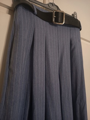 Decoro Wide-Leg Pants One Size with Belt Blue and White