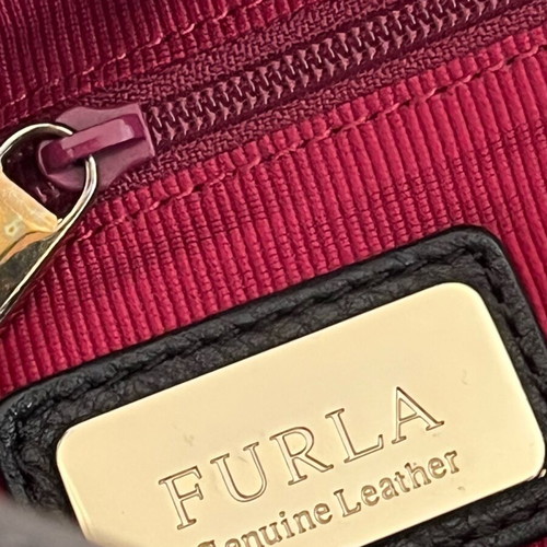 Furla crossbody bag gray and pink like new with light metal marks