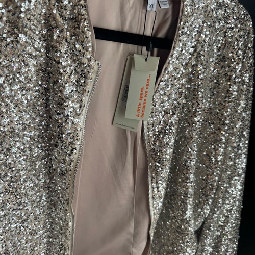 Never Fully Dressed Sequin Jacket brand new with tags, gray and beige, XL