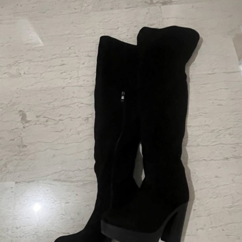 Koniaris black velvet boots used, over the knee, size 39
