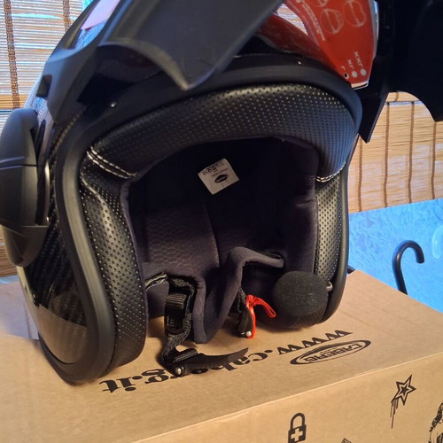 Caberg Ghost X Carbon motorcycle helmet Large with Pro Speak Evo intercom