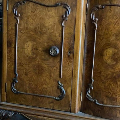 Antique walnut wood buffet used with lion feet