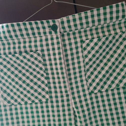 Mango green and white gingham pants like new, size S