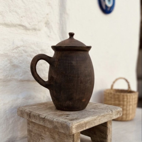 Clay Pitcher used, rustic handmade ceramic decor