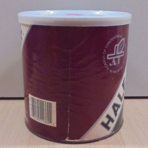 Half & Half old metal pipe tobacco tin empty used with plastic lid