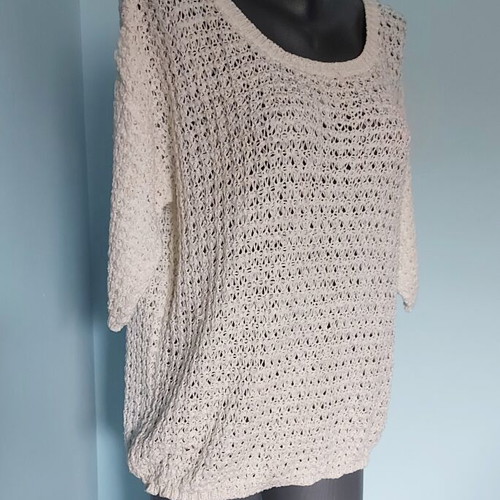 H&M women's loose knit tunic, white, oversized