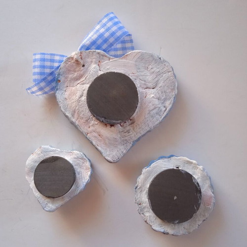 Handmade magnets set of three, blue, welcome baby