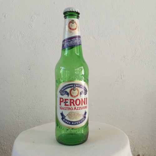 Peroni Nastro Azzurro beer bottle collectible from 2000s Italy